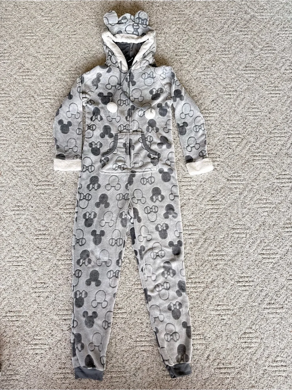 Disney Midweight Hooded Mickey Minnie Onesie One Piece Pajama Size Medium - Picture 4 of 10